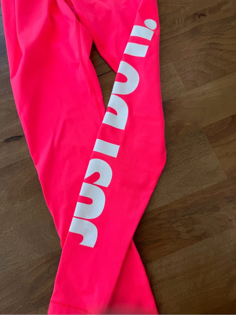 Nike Pro Dri-Fit Bright Pink Leggings w/ White 'JUST DO IT' Side Logo - Medium